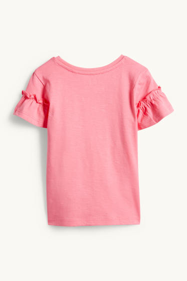 Children Girls - Butterfly - short sleeve T-shirt - pink