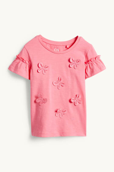 Children Girls - Butterfly - short sleeve T-shirt - pink