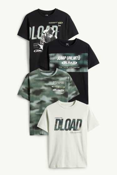 Kinderen: jongens - Set van 4 - T-shirt - zwart / wit