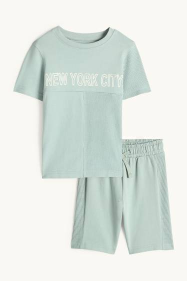 Copii - Băieți - New York - set - tricou cu mânecă scurtă și pantaloni scurți - 2 piese - verde