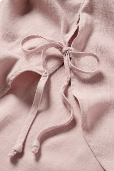 Dona - Camisa brusa amb component de lli - rosa fosc