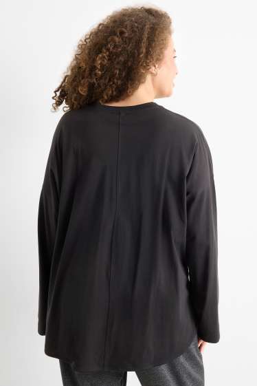 Damen - Langarmshirt - Relaxed Fit - schwarz