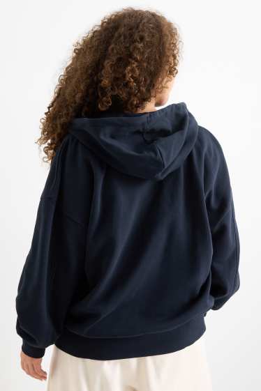Femei - Hanorac cu fermoar și glugă - albastru închis