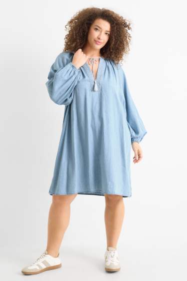 Femmes - Robe tunique - aspect jean - jean bleu clair