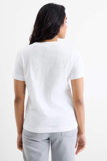 Dames - T-shirt - regular fit - glanseffect - wit