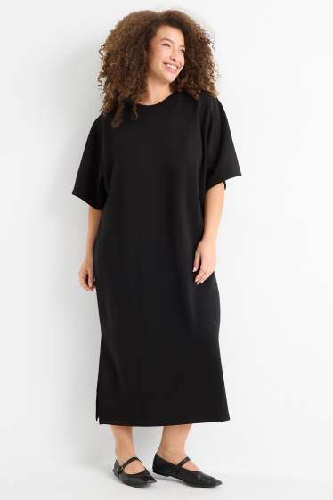Women - T-shirt dress - straight fit - black