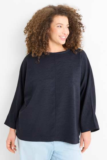Damen - Sweatshirt - gerippt - dunkelblau