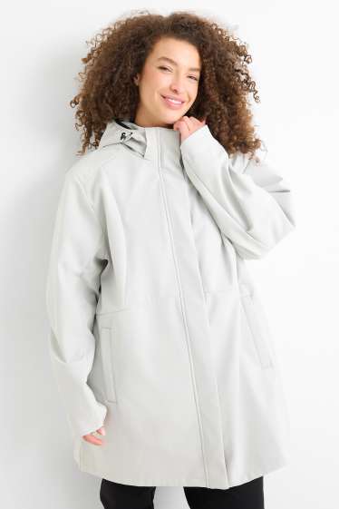 Femei - Palton din softshell cu glugă - rezistent la apă - 4 Way Stretch - gri deschis