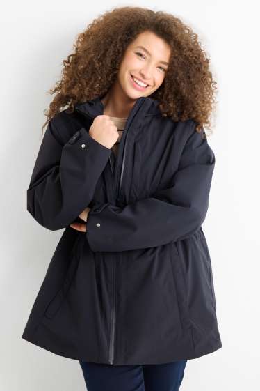 Damen - Jacke mit Kapuze - gefüttert - wasserabweisend - dunkelblau