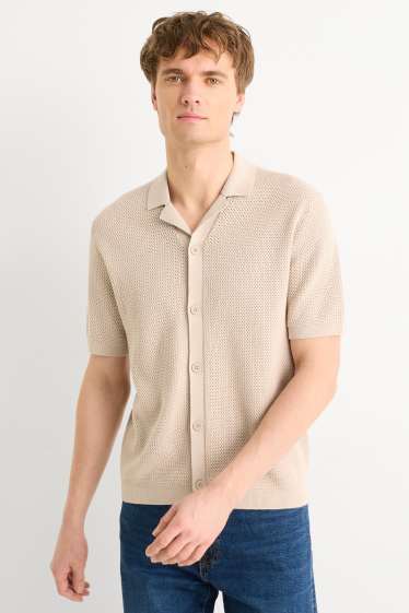 Uomo - Camicia in maglia - regular fit - revers - beige chiaro