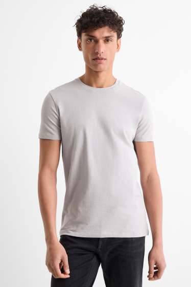 Herren - T-Shirt - Slim Fit - Flex - hellgrau