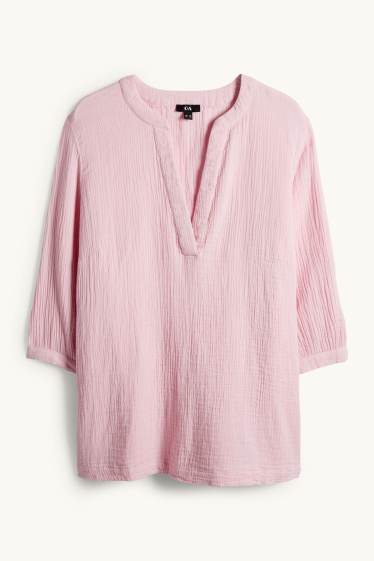Femmes - Chemisier en gaze de coton - rose