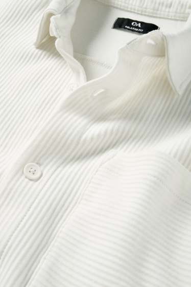 Herren - Hemd - Relaxed Fit - gerippt - cremeweiss