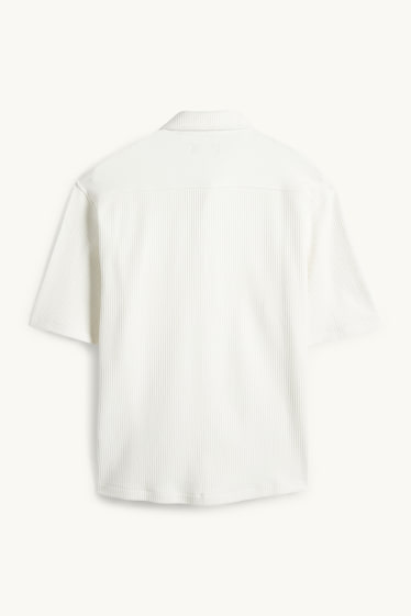 Herren - Hemd - Relaxed Fit - gerippt - cremeweiss