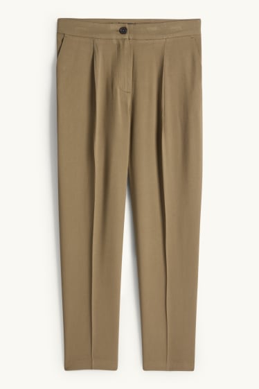 Dona - Pantalons de tela - high waist - tapered fit - caqui