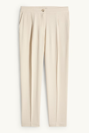Mujer - Pantalón de tela - high waist - tapered fit - crema