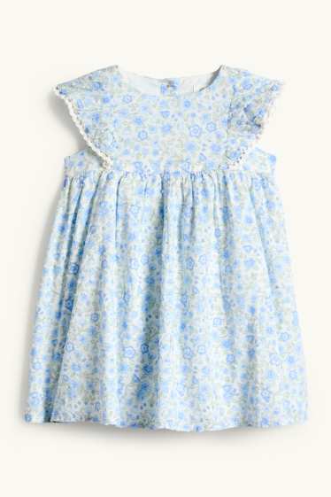 Baby Mädchen - Blümchen - Baby-Kleid - hellblau