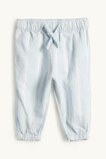 Baby: jongens - Babyoutfit met linnengehalte - blauw / crèmekleurig