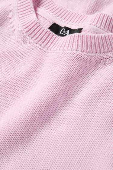 Dames - Gebreide trui - korte mouwen - roze