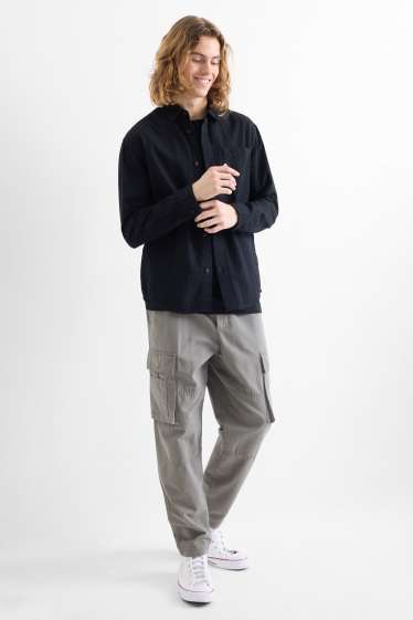 Hommes - Pantalon cargo - relaxed fit - gris