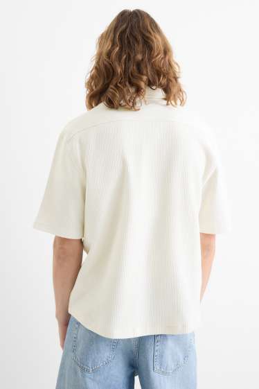 Herren - Hemd - Relaxed Fit - gerippt - cremeweiss