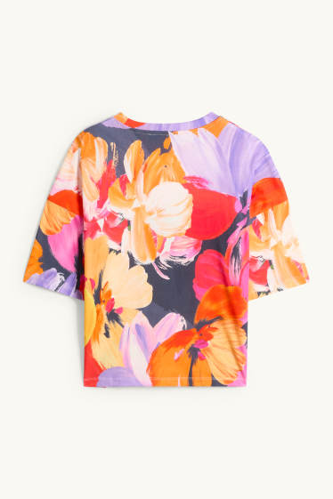 Femei - Tricou - relaxed fit - cu flori - multicolor