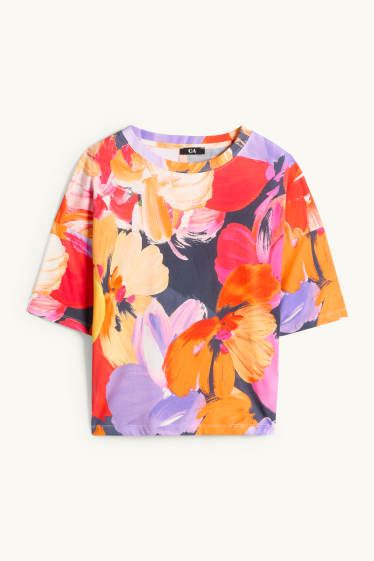 Femei - Tricou - relaxed fit - cu flori - multicolor