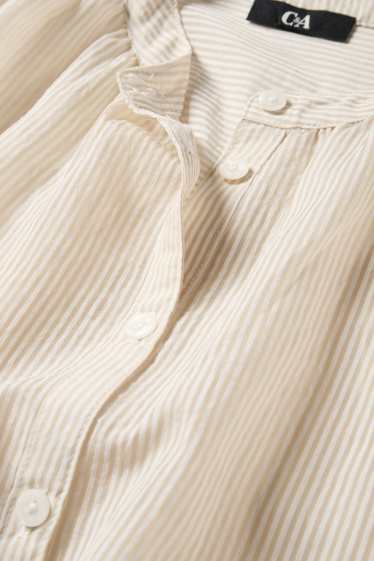 Women - Blouse - striped - beige