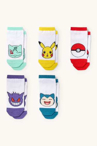 Copii - Băieți - Multipack 5 perechi - Pokémon - șosete sub gleznă cu motive - multicolor