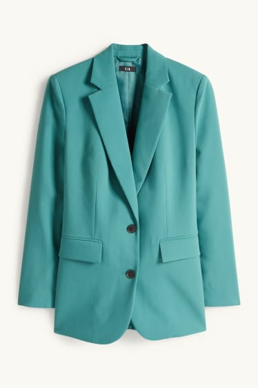 Femmes - Blazer long - relaxed fit - turquoise