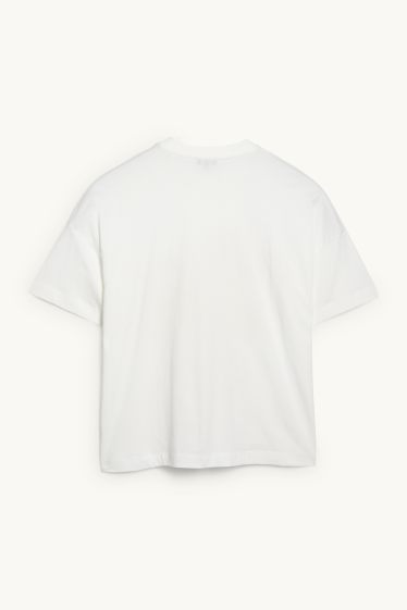 Femmes - T-shirt - regular fit - effet brillant - blanc