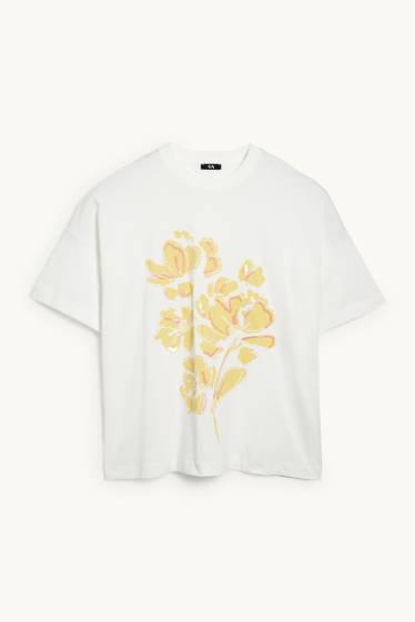 Femmes - T-shirt - regular fit - effet brillant - blanc