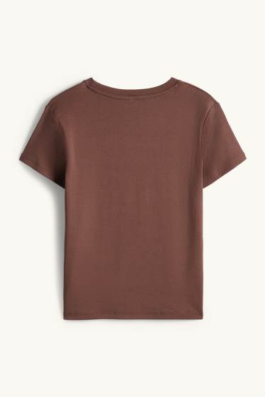 Women - T-shirt - slim fit - dark brown