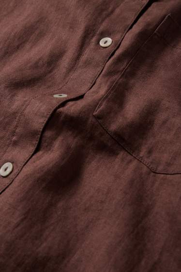 Femmes - Blouse-chemise en lin - marron foncé