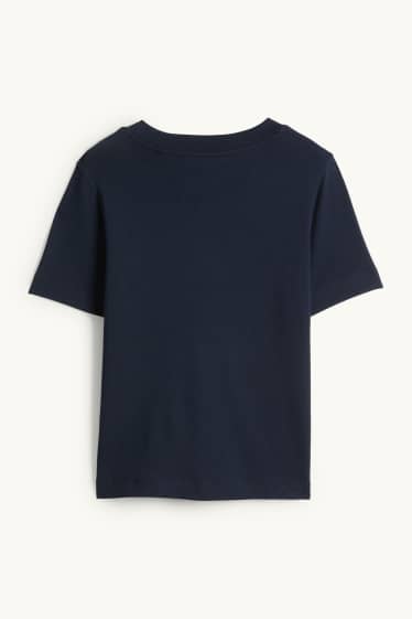 Femmes - T-shirt avec encolure en V - slim fit - bleu foncé