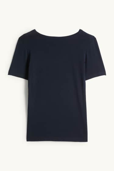 Women - V-neck T-shirt - slim fit - dark blue