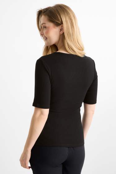 Mujer - Camiseta de lactancia - slim fit - de canalé - negro