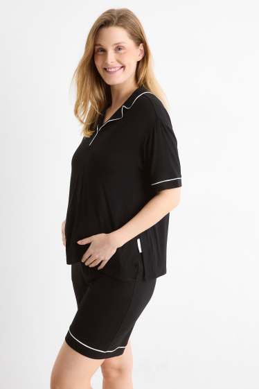 Femei - Pijama scurtă din viscoză pentru gravide - negru