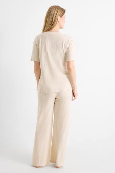 Damen - Still-Pyjama - hellbeige