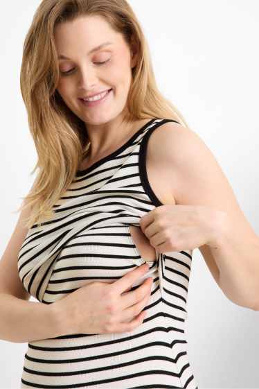 Women - Bodycon nursing dress - ribbed - striped - black / white