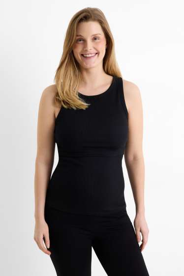 Women - Nursing top - ribbed - black