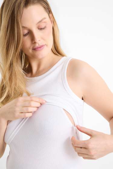 Women - Nursing top - ribbed - white