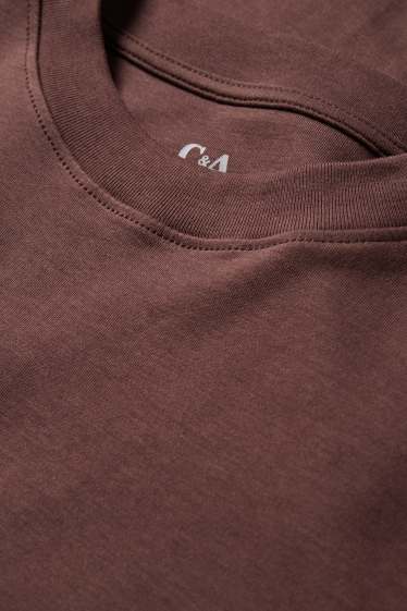 Dames - T-shirt - slim fit - donkerbruin