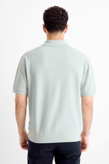 Herren - Strick-Poloshirt - Relaxed Fit - gerippt - mintgrün