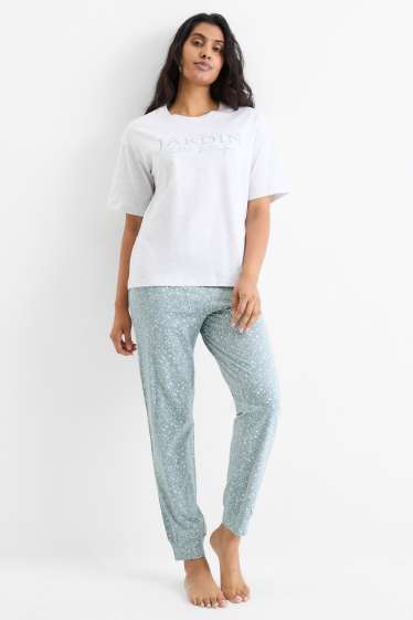 Damen - Pyjama - hellgrau-melange