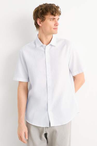 Hommes - Chemise - regular fit - col Kent - finition texturée - blanc