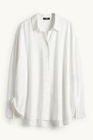 Femmes - Chemisier contenant du lin - blanc