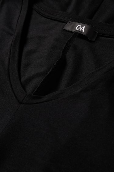 Damen - T-Shirt mit V-Ausschnitt - schwarz