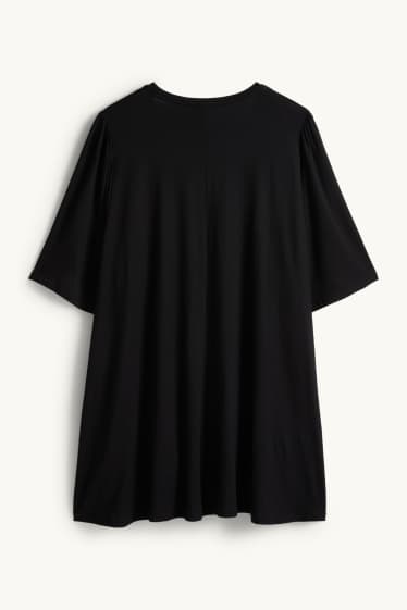 Damen - T-Shirt mit V-Ausschnitt - schwarz