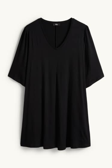 Damen - T-Shirt mit V-Ausschnitt - schwarz